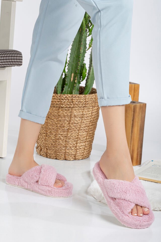 Kadın Ev Terliği Çapraz Bantlı Misafirlik Çeyizlik Eva Taban Terlik