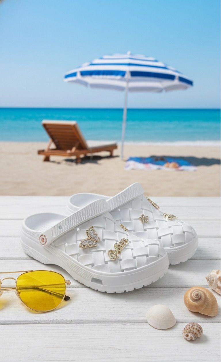 Calx Kadın Deniz Plaj Havuz Üstü Kapalı Kaydırmaz Sandalet Crocs Terlik BEYAZ - 39