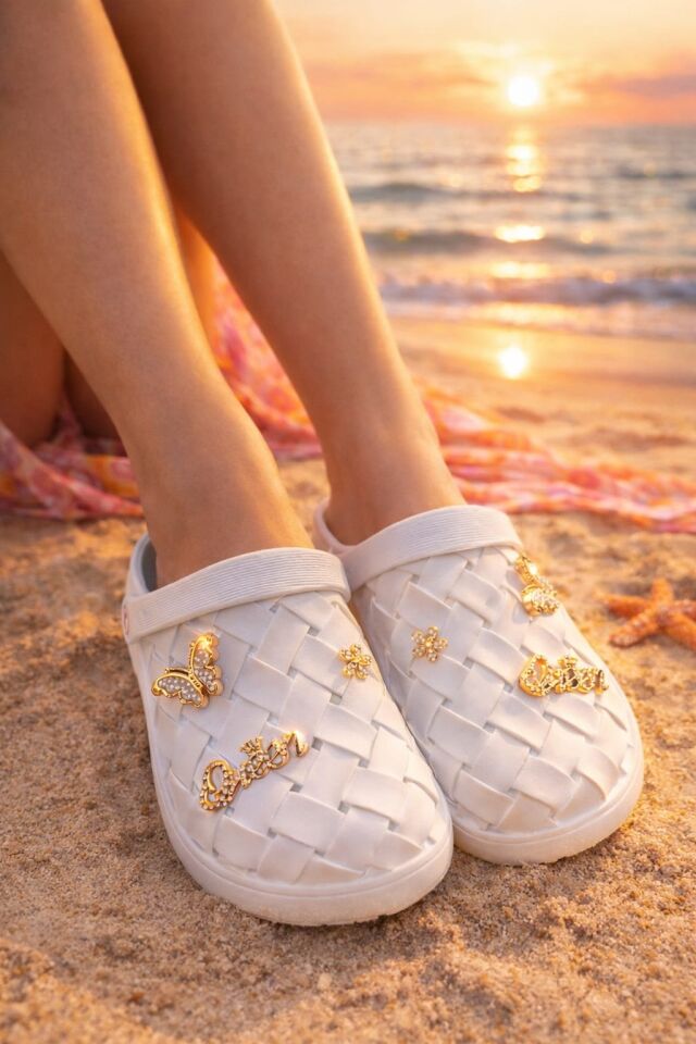 Calx Kadın Deniz Plaj Havuz Üstü Kapalı Kaydırmaz Sandalet Crocs Terlik BEYAZ - 40