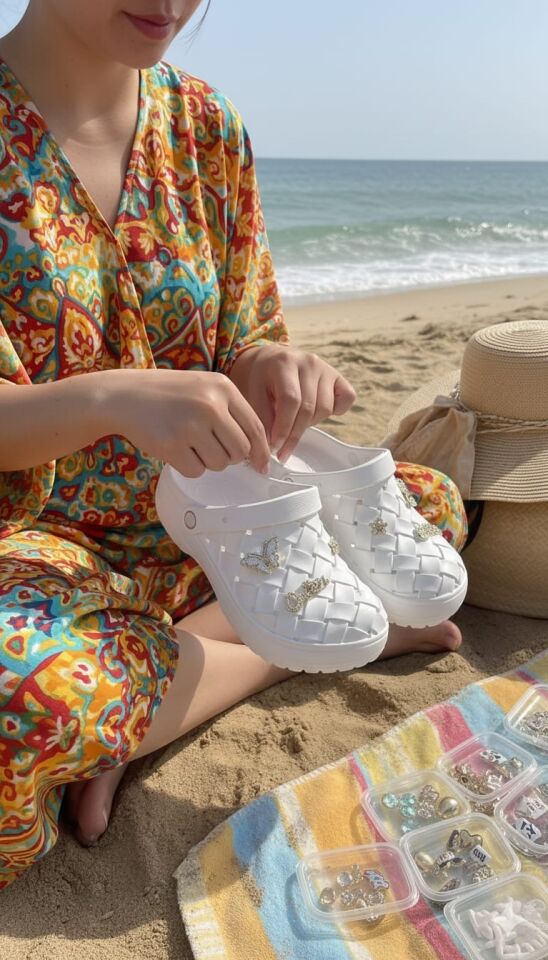 Calx Kadın Deniz Plaj Havuz Üstü Kapalı Kaydırmaz Sandalet Crocs Terlik BEYAZ - 40