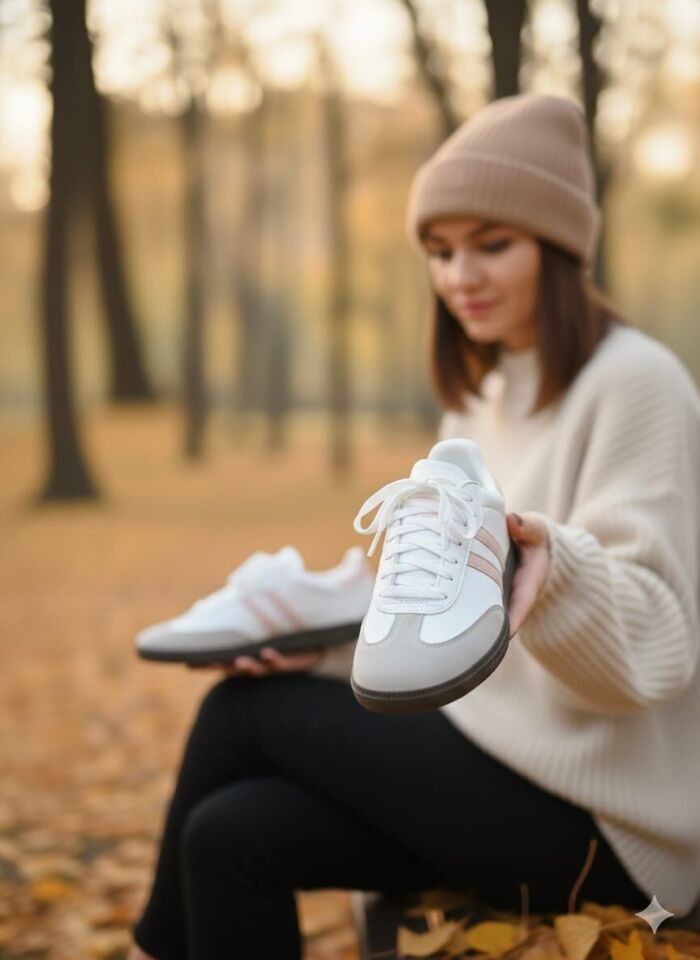 Unisex Spor Ayakkabı Günlük Casual Sneakers BEYAZ-PUDRA - 38