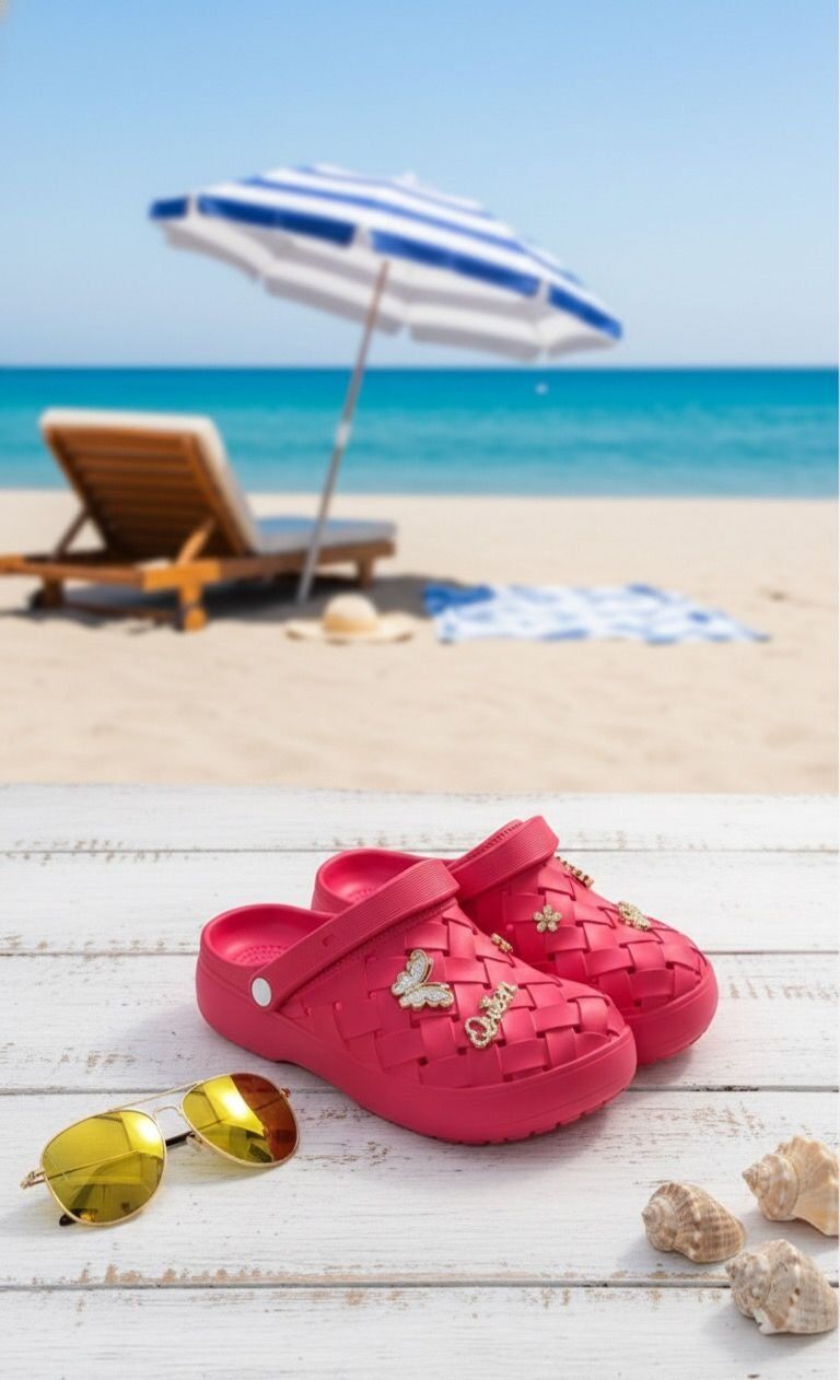 Calx Kadın Deniz Plaj Havuz Üstü Kapalı Kaydırmaz Sandalet Crocs Terlik FUŞYA - 36