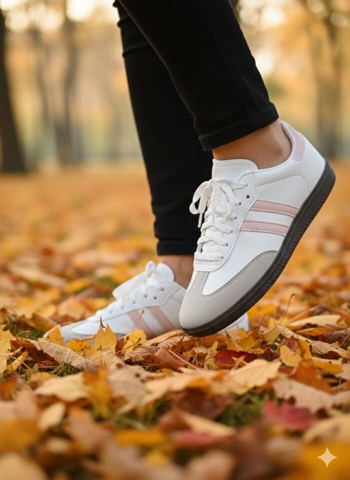 Unisex Spor Ayakkabı Günlük Casual Sneakers BEYAZ-PUDRA - 40