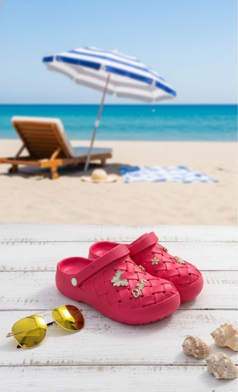 Calx Kadın Deniz Plaj Havuz Üstü Kapalı Kaydırmaz Sandalet Crocs Terlik FUŞYA - 37