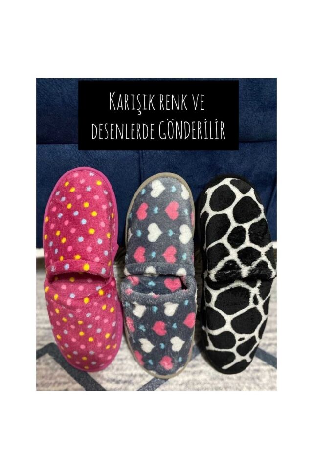 3’lü Kadın Ev Terliği Misafir Terliği Bohça Terliği DESENLİ - 37