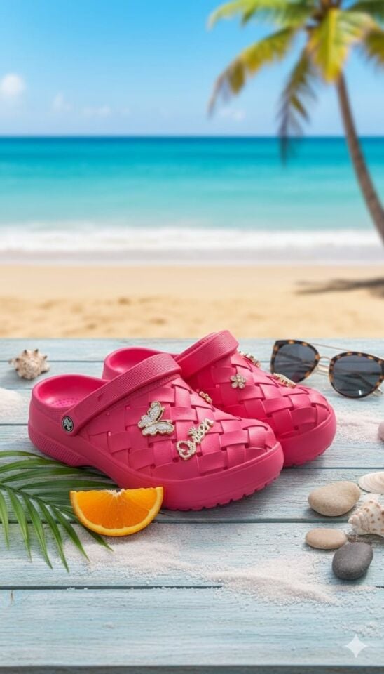 Calx Kadın Deniz Plaj Havuz Üstü Kapalı Kaydırmaz Sandalet Crocs Terlik FUŞYA - 38