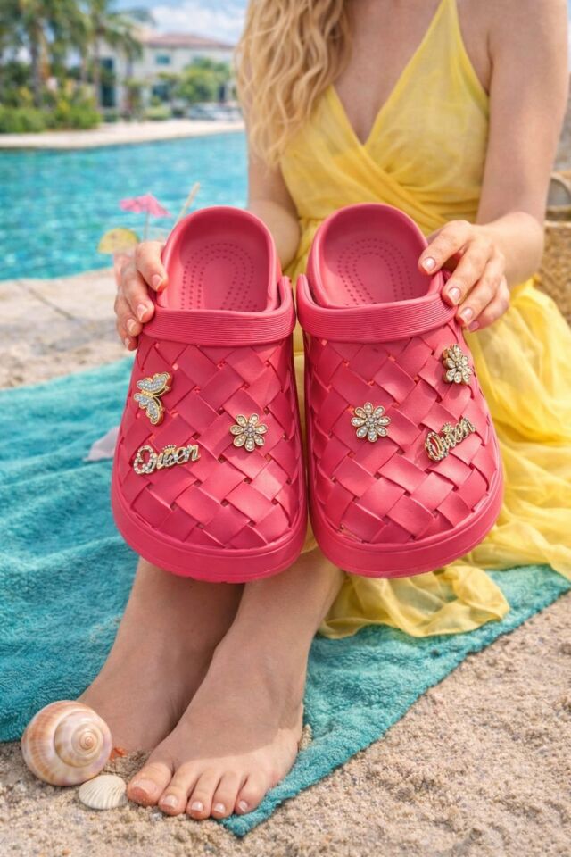 Calx Kadın Deniz Plaj Havuz Üstü Kapalı Kaydırmaz Sandalet Crocs Terlik FUŞYA - 40