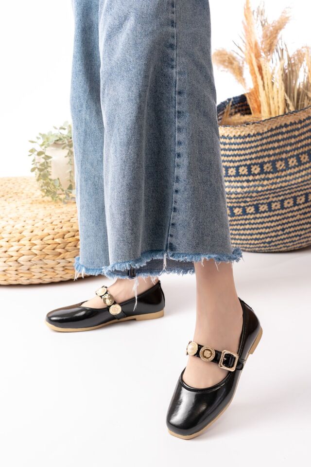 Günlük Kadın Babet Ayarlanabilir Tokalı Hafif Rahat Ayakkabı SİYAH - 37