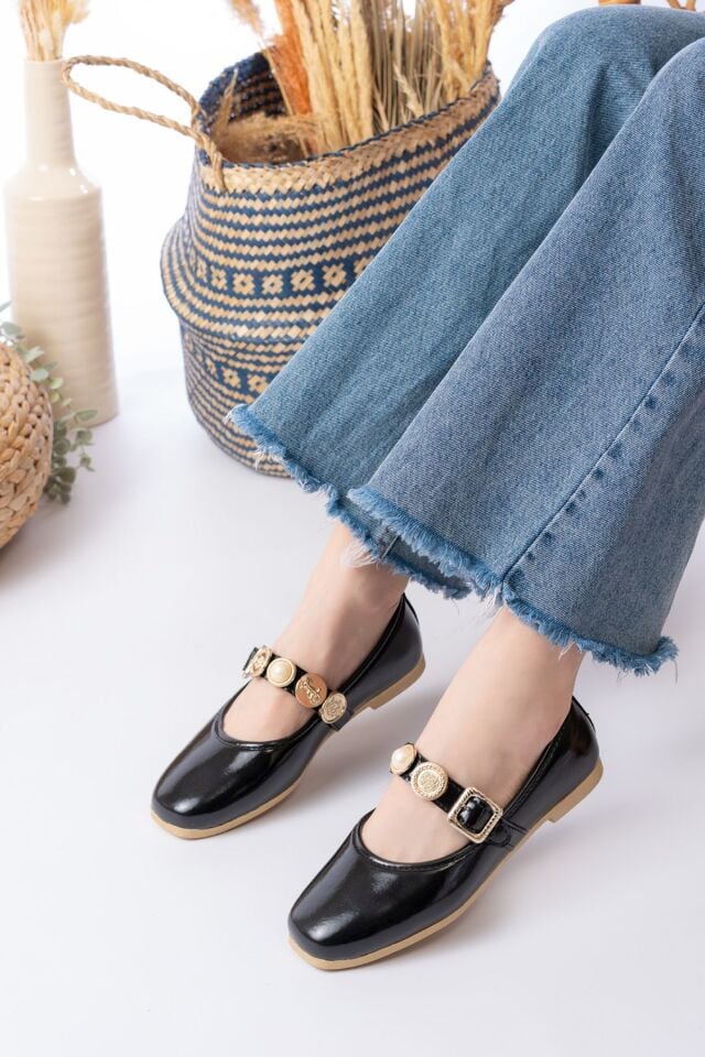 Günlük Kadın Babet Ayarlanabilir Tokalı Hafif Rahat Ayakkabı SİYAH - 37