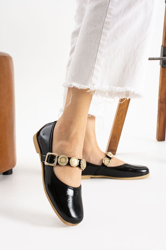 Günlük Kadın Babet Ayarlanabilir Tokalı Hafif Rahat Ayakkabı SİYAH - 37