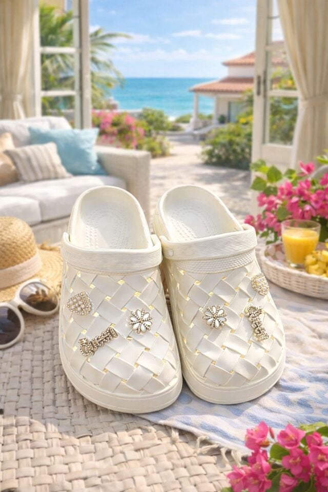 Calx Kadın Deniz Plaj Havuz Üstü Kapalı Kaydırmaz Sandalet Crocs Terlik KREM - 40