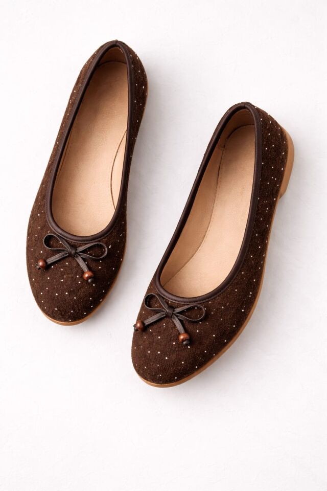 Kadın Taşlı Püsküllü Taş Detaylı Babet Günlük Ayakkabı FİYONKLU KAHVERENGİ - 40