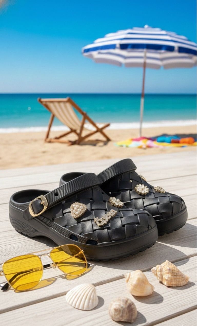 Calx Kadın Deniz Plaj Havuz Üstü Kapalı Kaydırmaz Sandalet Crocs Terlik SİYAH - 37