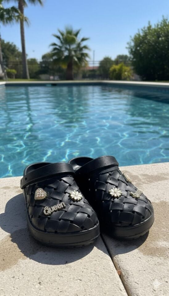 Calx Kadın Deniz Plaj Havuz Üstü Kapalı Kaydırmaz Sandalet Crocs Terlik SİYAH - 38