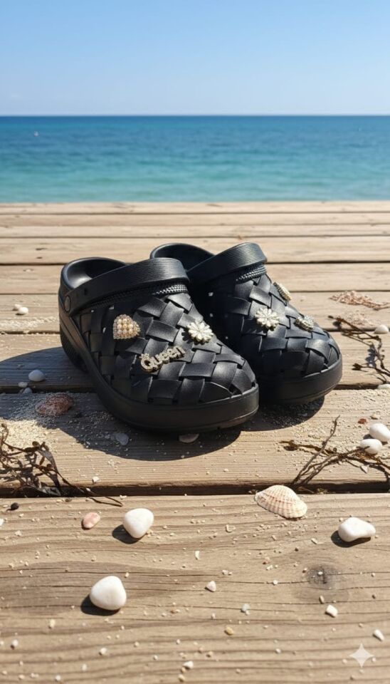 Calx Kadın Deniz Plaj Havuz Üstü Kapalı Kaydırmaz Sandalet Crocs Terlik SİYAH - 40