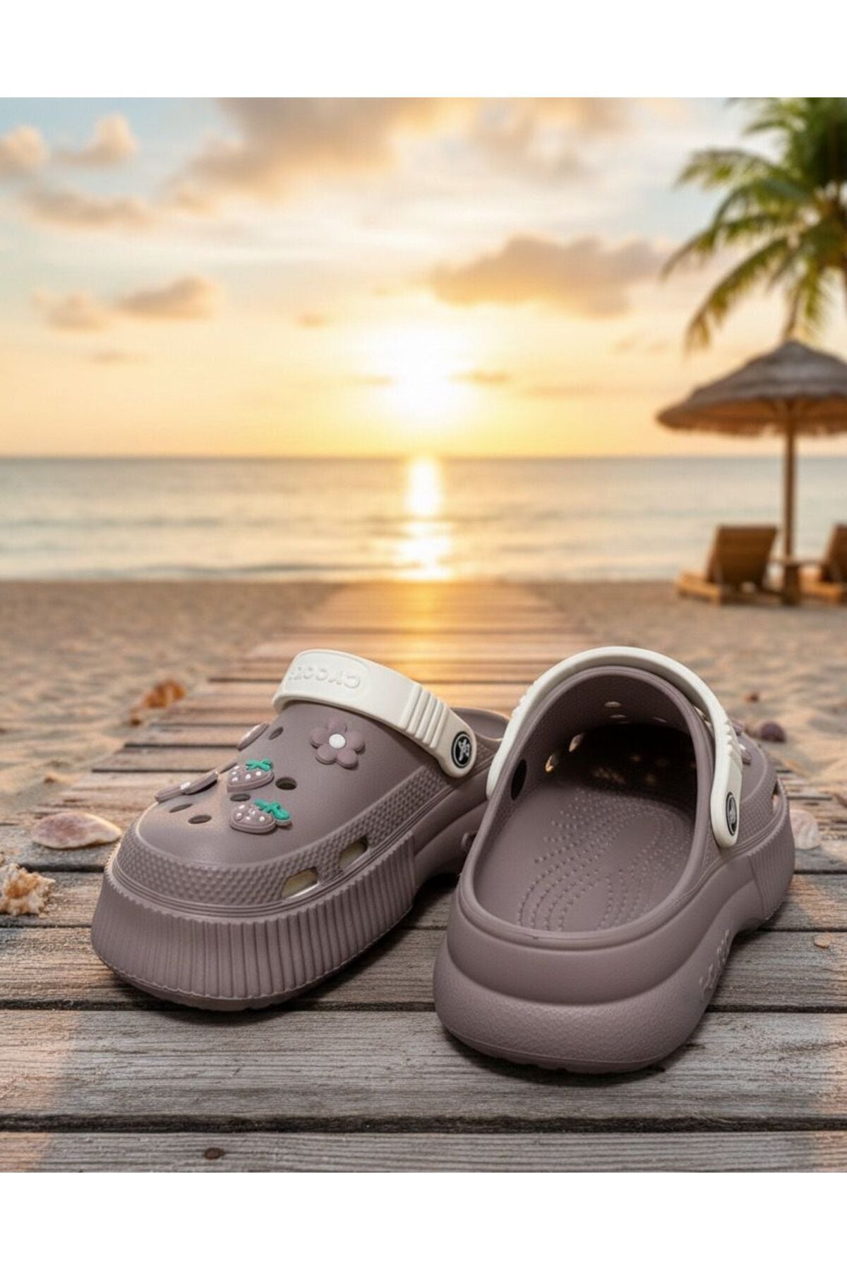 Unisex Yüksek Tabanlı Deniz Sabo Doktor Hemşire Hastane Comfort Sandalet Unisex VİZON - 40
