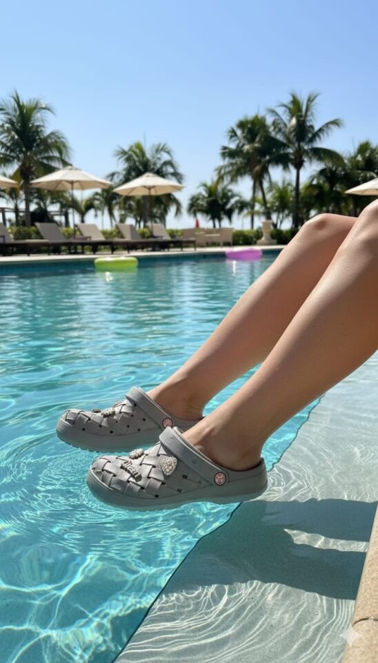 Calx Kadın Deniz Plaj Havuz Üstü Kapalı Kaydırmaz Sandalet Crocs Terlik VİZON - 38