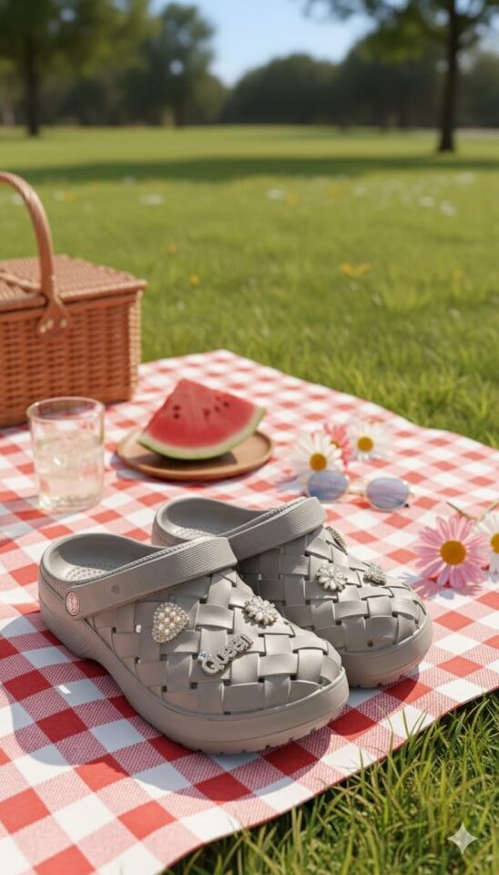 Calx Kadın Deniz Plaj Havuz Üstü Kapalı Kaydırmaz Sandalet Crocs Terlik VİZON - 40