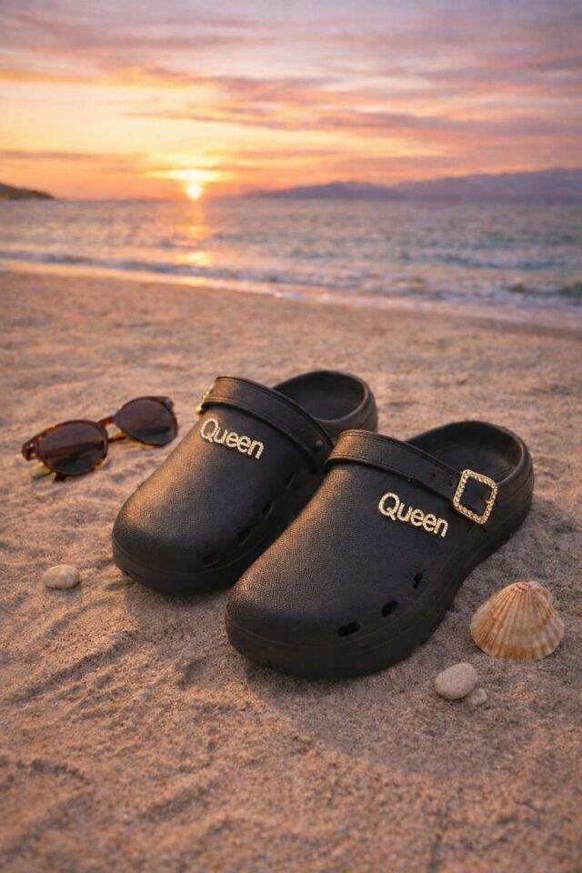 Calx Deniz Plaj Havuz Üstü Kapalı Kaydırmaz Sandalet Terlik SİYAH - 38