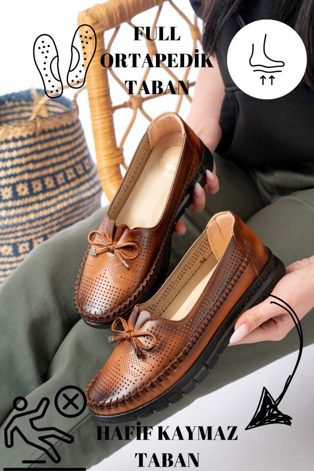 Kadın Kurdeleli Anne Ortopedik Terletmez Kaymaz Ayakkabı Babet
