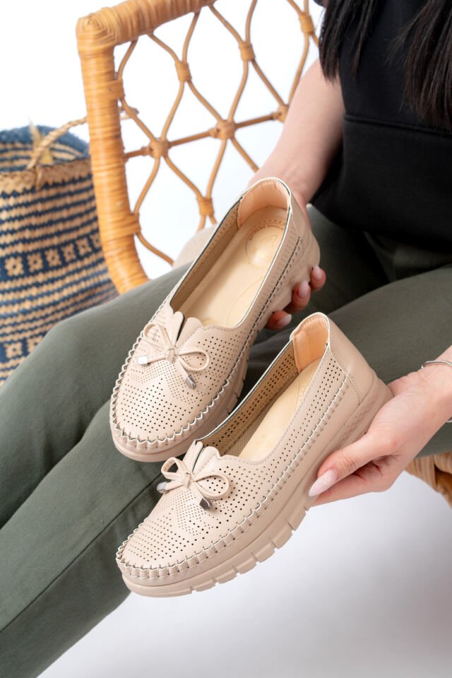 Kadın Kurdeleli Anne Ortopedik Terletmez Kaymaz Ayakkabı Babet