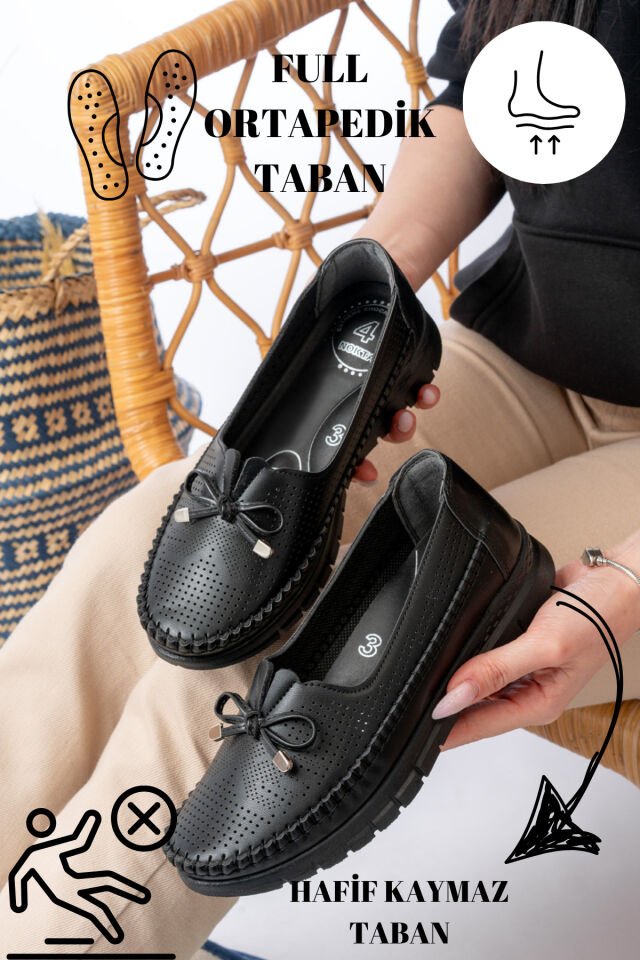 Kadın Kurdeleli Anne Ortopedik Terletmez Kaymaz Ayakkabı Babet