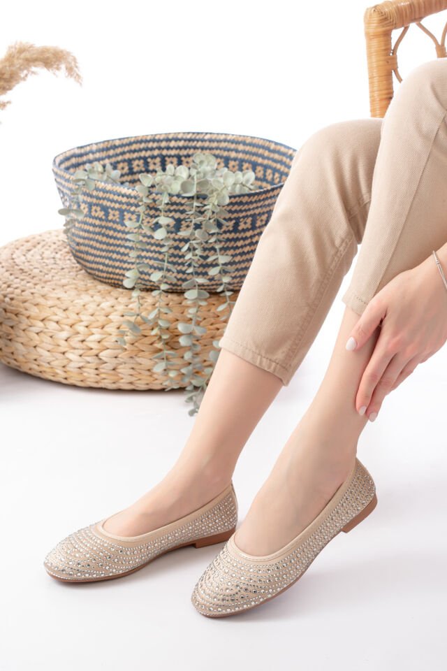 Kadın Baretli Taşlı Günlük  Babet Ayakkabı