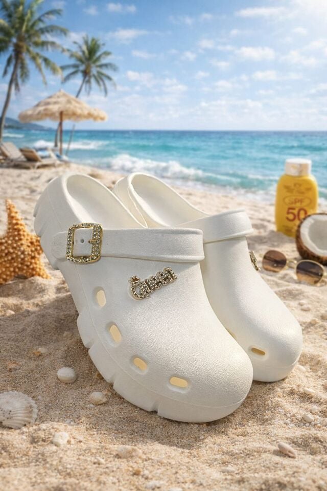 Calx Deniz Plaj Havuz Üstü Kapalı Kaydırmaz Sandalet Terlik KREM - 40