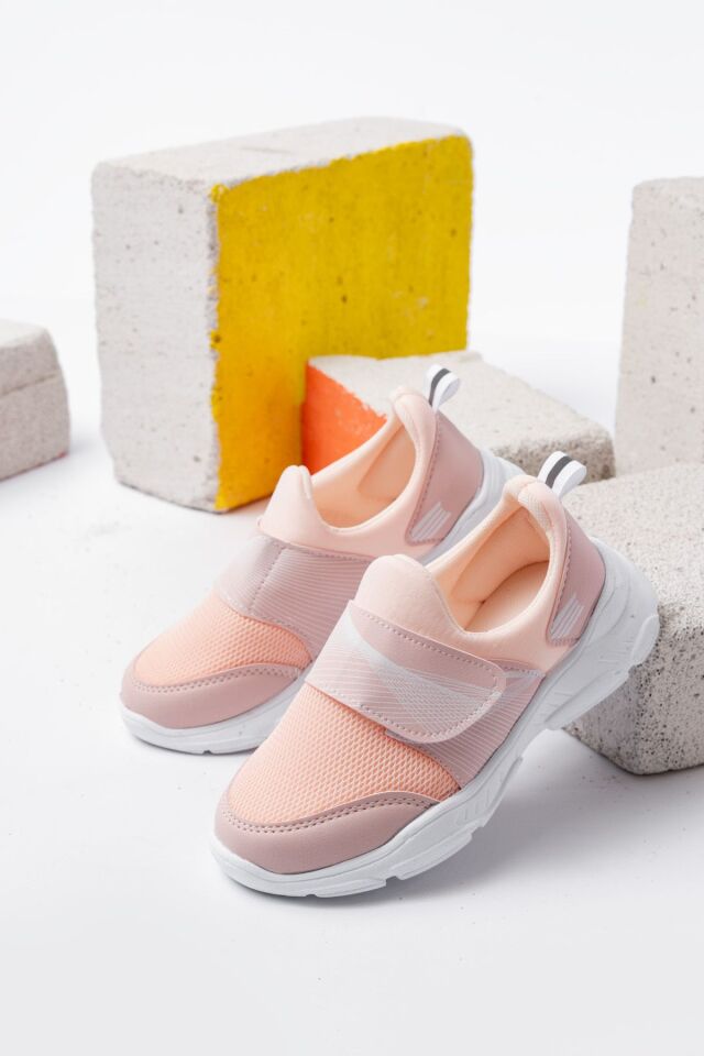 Unisex Çocuk Bağcıksız Rahat Esnek Günlük Sneaker Spor Ayakkabı PUDRA - 33