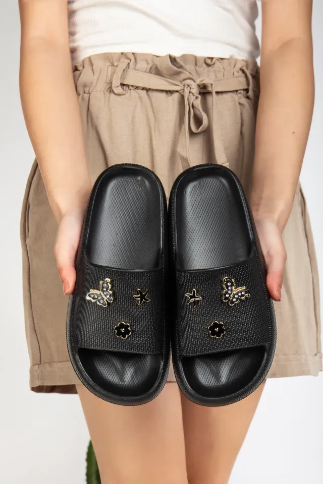 Kadın Yüksek Taban Plaj Havuz Deniz Günlük Terlik 40 - SİYAH