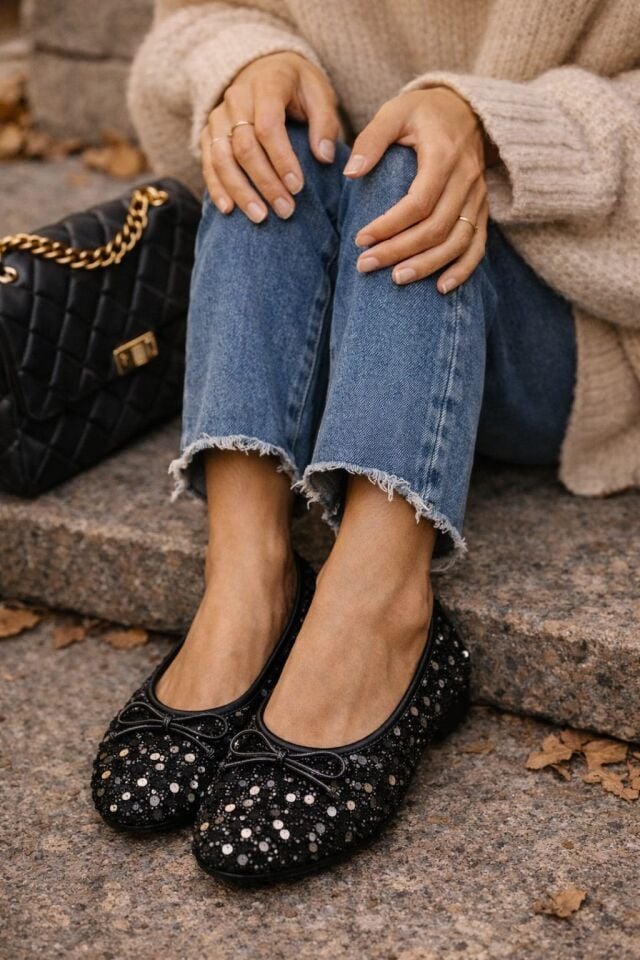 Pullu Simli Payetli Toka Detaylı Kadın Şık Günlük Babet GÜMÜŞ - 40