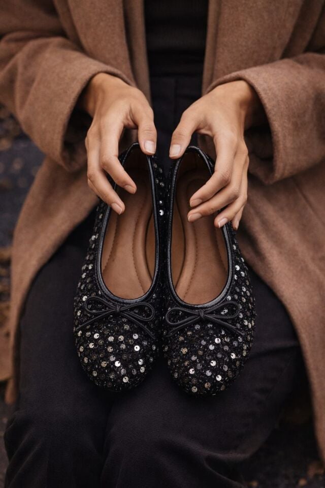 Pullu Simli Payetli Toka Detaylı Kadın Şık Günlük Babet GÜMÜŞ - 40