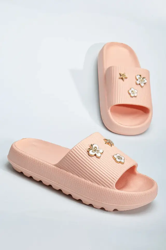 Kids Kız Çocuk Soelite Meyveli Platform Yumuşak Yazlık Deniz Havuz Bahçe Dışarı Terlik 32-33 - PUDRA TAŞLI