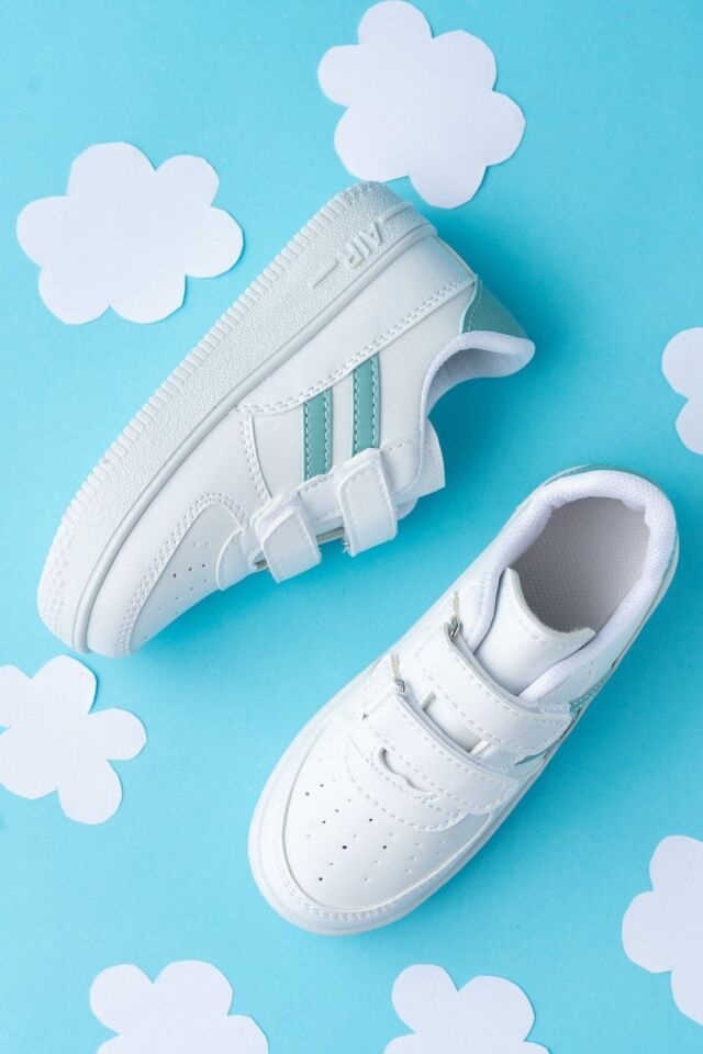 Kids Unisex Bebek Çocuk Spor Ayakkabı Sneakers Okul Ayakkabısı BEYAZ - YEŞİL - 20