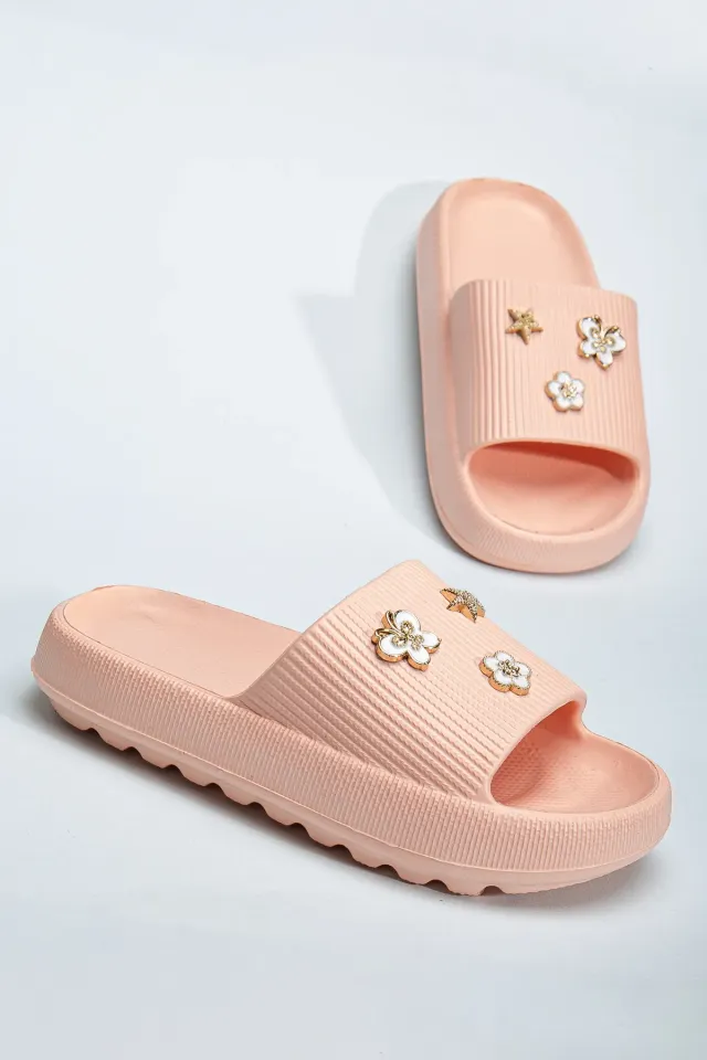 Kids Kız Çocuk Soelite Meyveli Platform Yumuşak Yazlık Deniz Havuz Bahçe Dışarı Terlik 30-31 - PUDRA TAŞLI