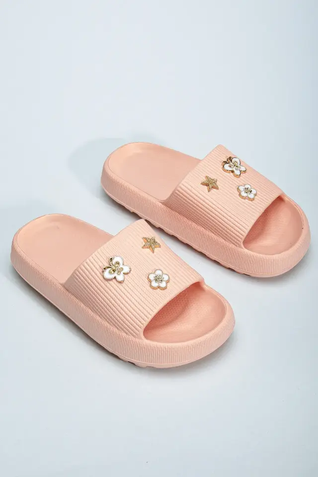 Kids Kız Çocuk Soelite Meyveli Platform Yumuşak Yazlık Deniz Havuz Bahçe Dışarı Terlik 26-27 - PUDRA TAŞLI