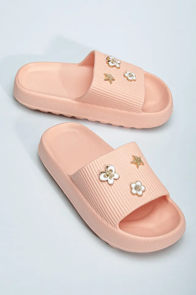 Kids Kız Çocuk Soelite Meyveli Platform Yumuşak Yazlık Deniz Havuz Bahçe Dışarı Terlik 26-27 - PUDRA TAŞLI