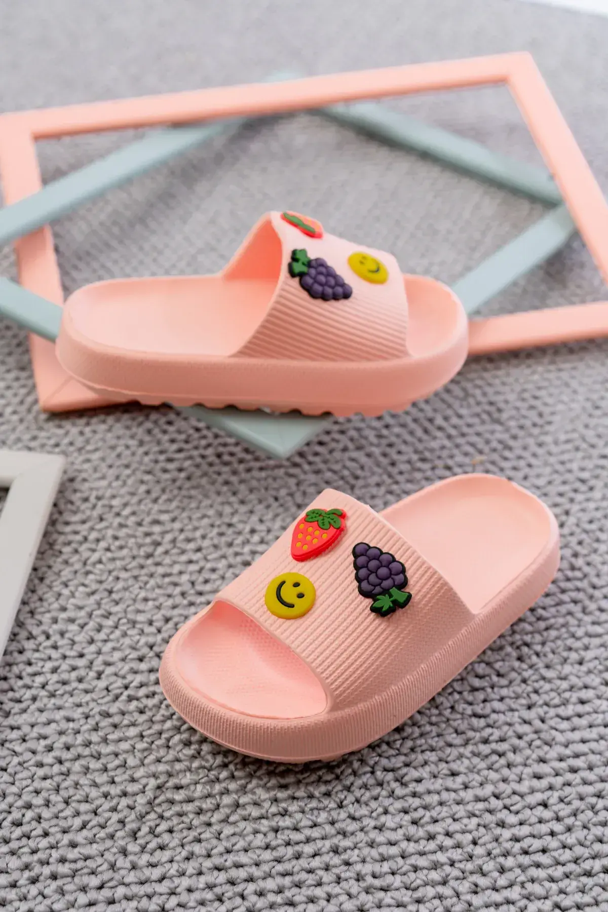 Kids Kız Çocuk Soelite Meyveli Platform Yumuşak Yazlık Deniz Havuz Bahçe Dışarı Terlik 28-29 - PUDRA