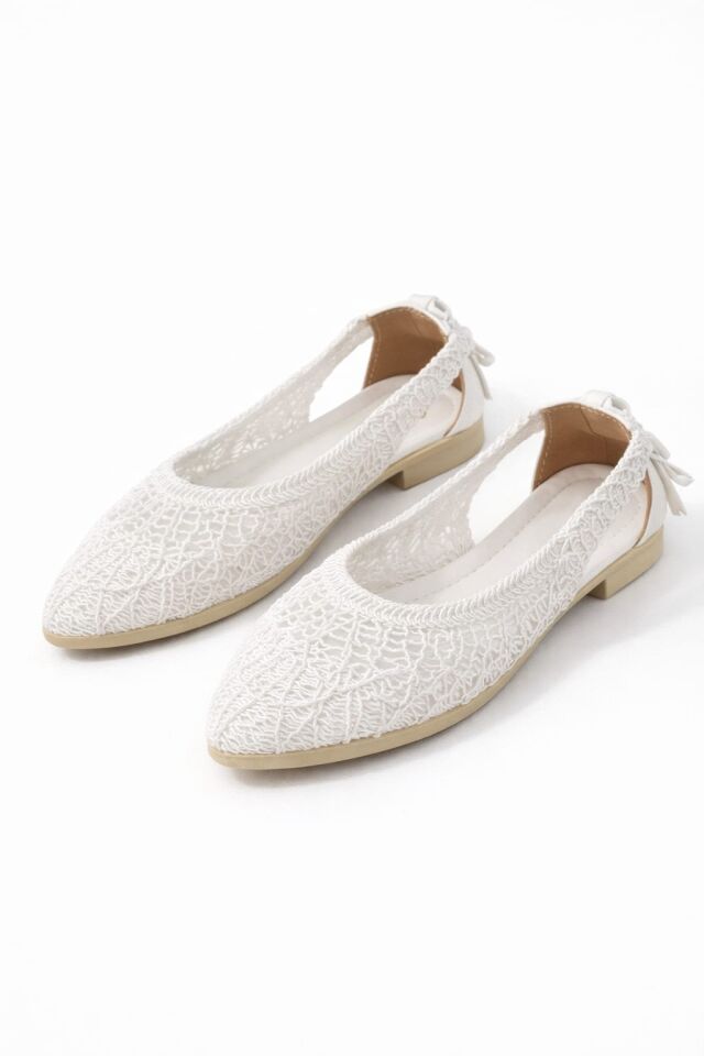 Kadın Hasırlı Yanı Açık Arkası Fiyonk Babet Ev ve Dış Mekan Ayakkabısı