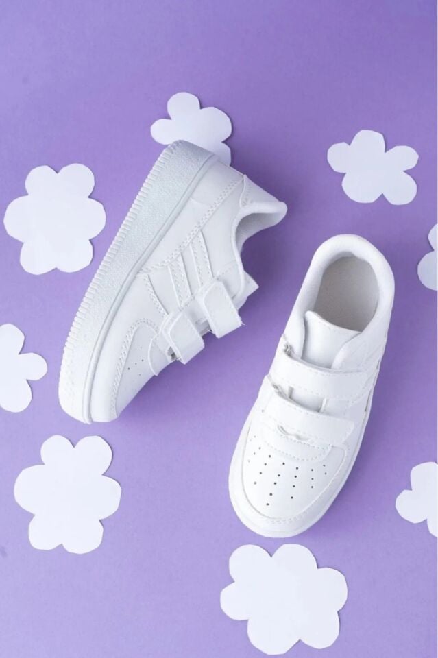 Kids Unisex Bebek Çocuk Spor Ayakkabı Sneakers Okul Ayakkabısı BEYAZ - BEYAZ - 26