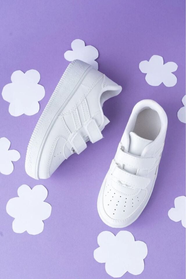 Kids Unisex Bebek Çocuk Spor Ayakkabı Sneakers Okul Ayakkabısı BEYAZ - BEYAZ - 26