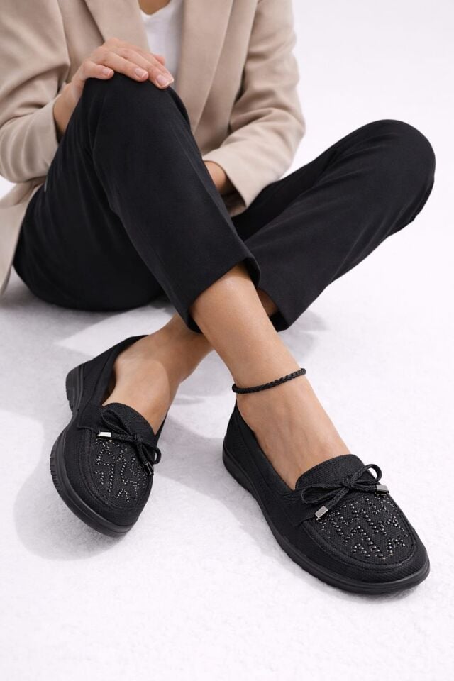 Kadın Comfort Taban Ortopedik Loafer Günlük Genç Anne Ayakkabı Babet 202 SİYAH - 38