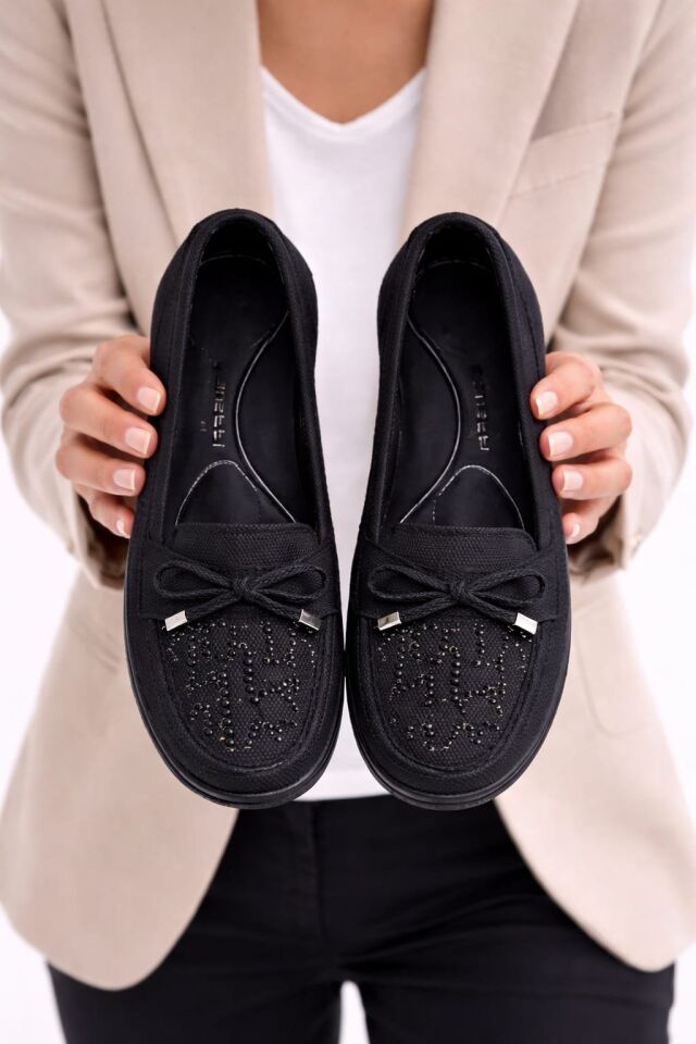 Kadın Comfort Taban Ortopedik Loafer Günlük Genç Anne Ayakkabı Babet 202 SİYAH - 38