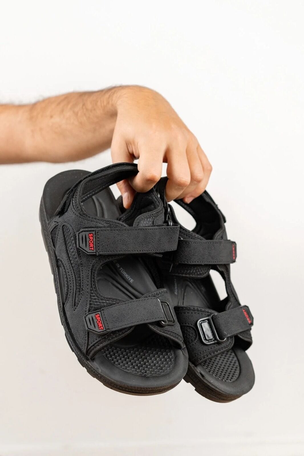 Ortopedik Anatomik Cırtlı Erkek Sandalet SİYAH - 36