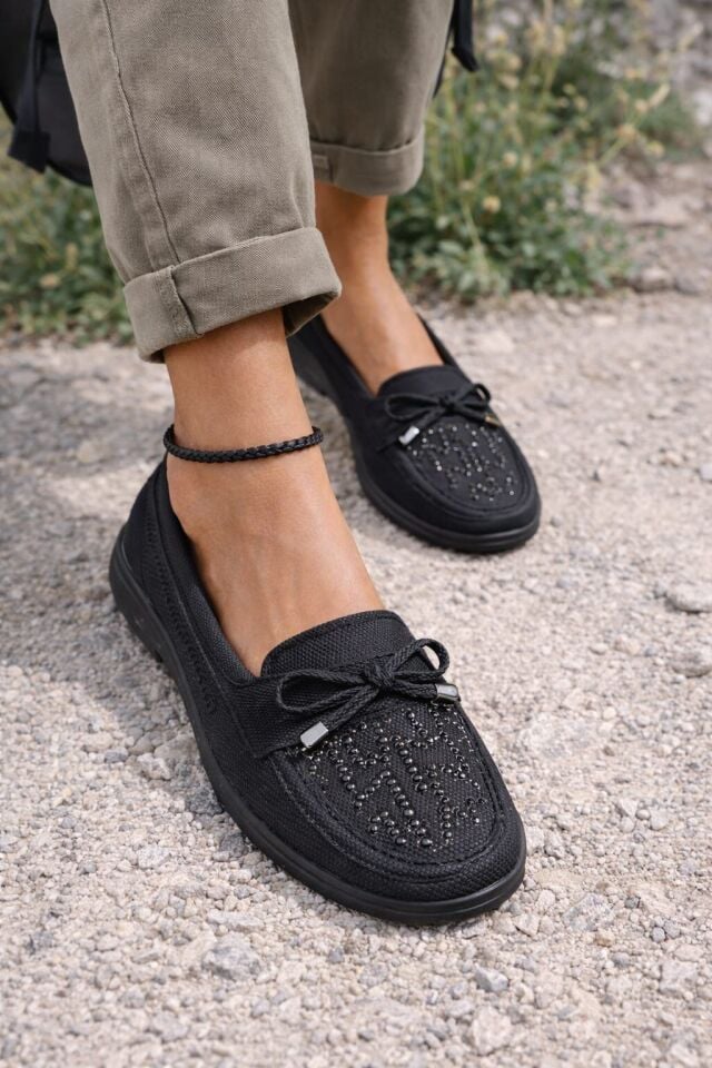 Kadın Comfort Taban Ortopedik Loafer Günlük Genç Anne Ayakkabı Babet 202 SİYAH - 40