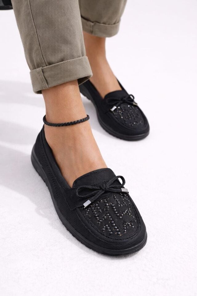 Kadın Comfort Taban Ortopedik Loafer Günlük Genç Anne Ayakkabı Babet 202 SİYAH - 41