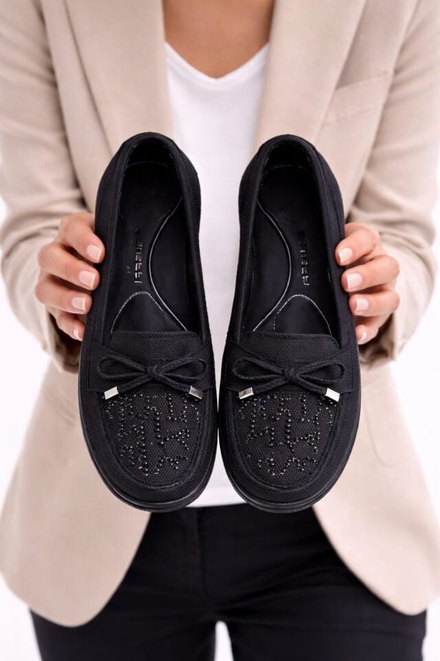 Kadın Comfort Taban Ortopedik Loafer Günlük Genç Anne Ayakkabı Babet 202 SİYAH - 41