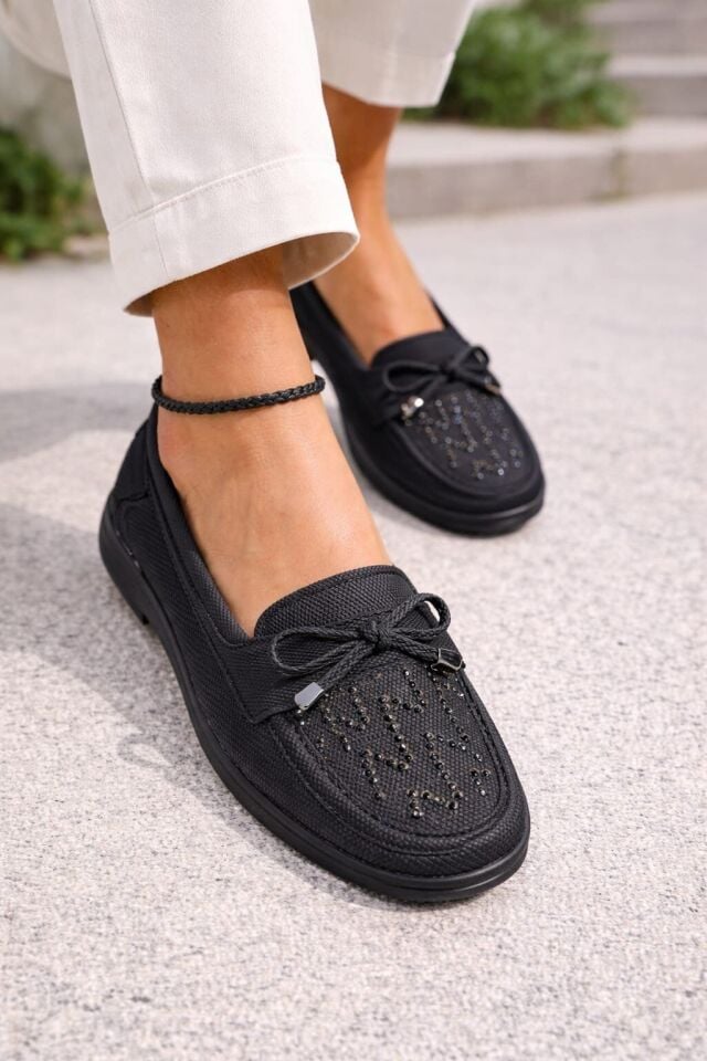 Kadın Comfort Taban Ortopedik Loafer Günlük Genç Anne Ayakkabı Babet 202 SİYAH - 41