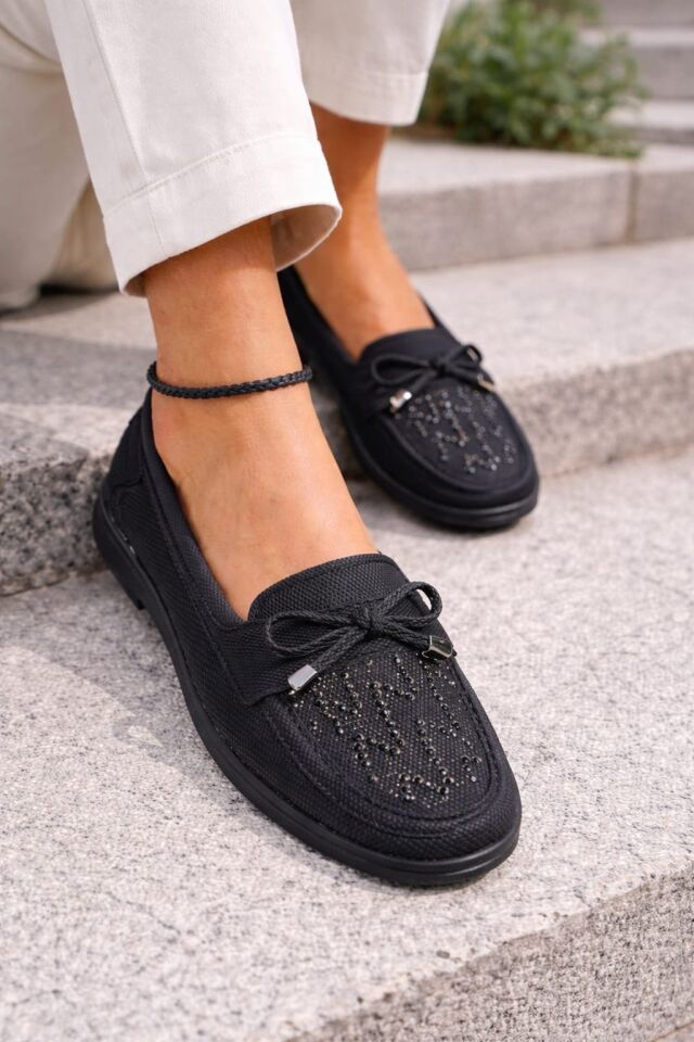 Kadın Comfort Taban Ortopedik Loafer Günlük Genç Anne Ayakkabı Babet 202 SİYAH - 41