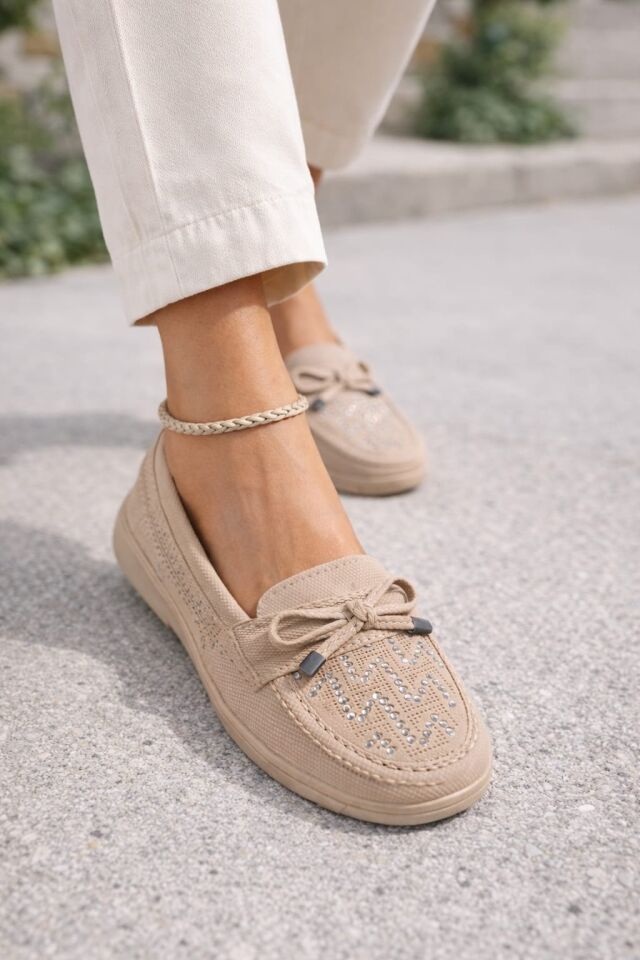 Kadın Comfort Taban Ortopedik Loafer Günlük Genç Anne Ayakkabı Babet 202 KREM - 37